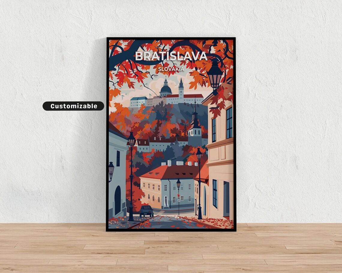 Bratislava Slovakia Autumn Travel Scene Retro City Street Wall Art