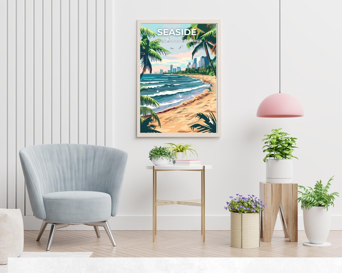 Seaside Travel Print Wall Art Seaside United States City Print Seaside Travel Gift Seaside City Poster Travel Gift - Image 2