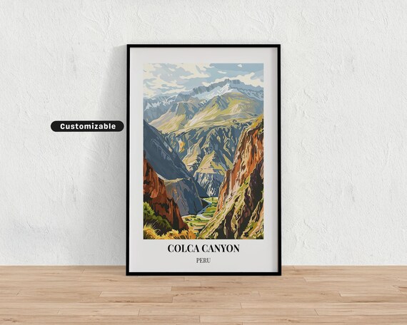 Colca Canyon Peru Colorful Travel Illustration Andes Nature Poster