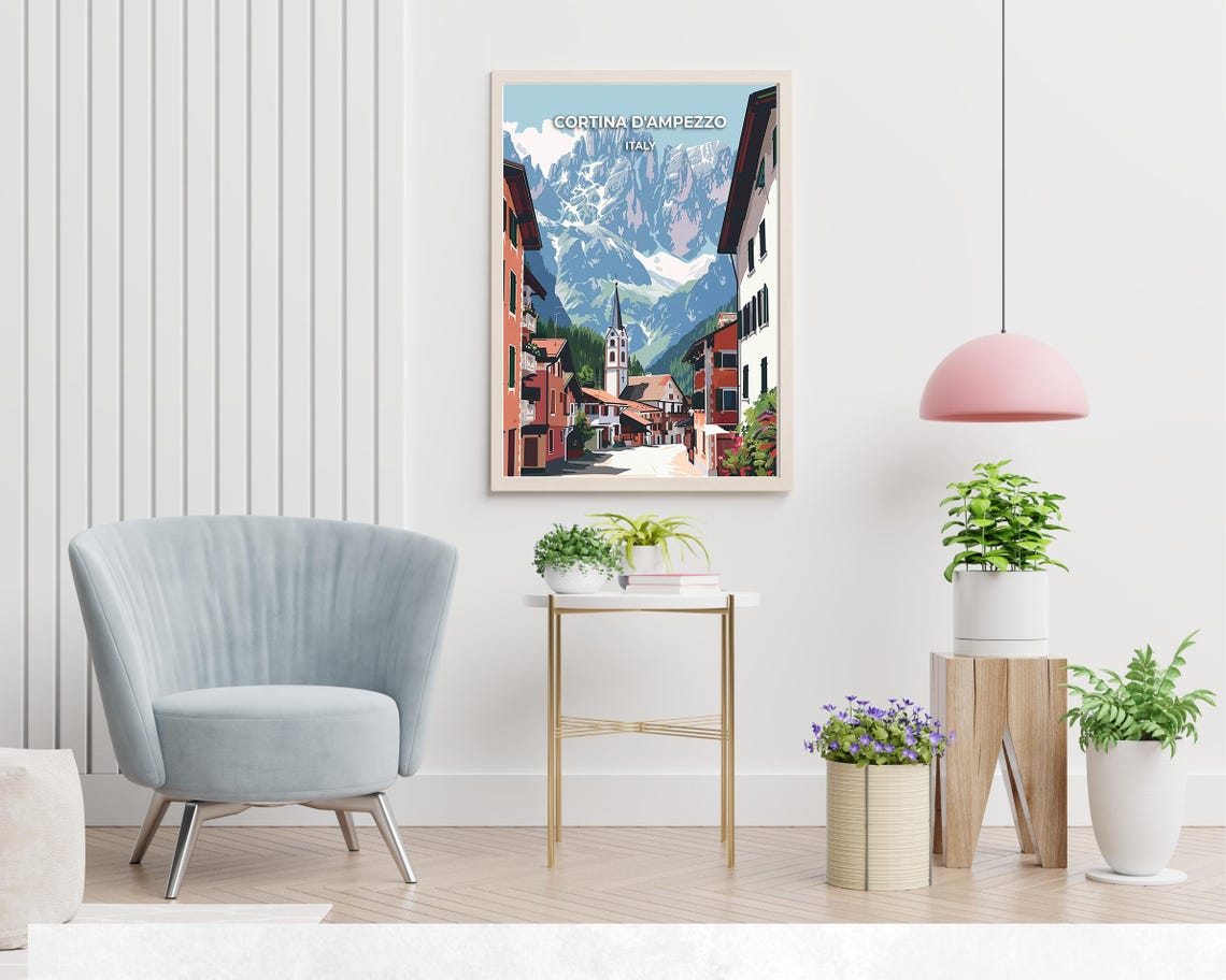 Cortina d'Ampezzo Italy Dolomites Alpine Village Vintage Poster - Image 2