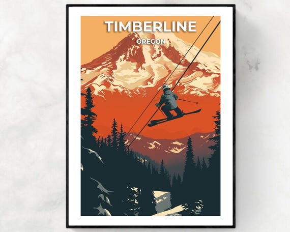Timberline Travel Print Timberline Ski Poster Oregon Ski Poster Timberline Ski Resort Print