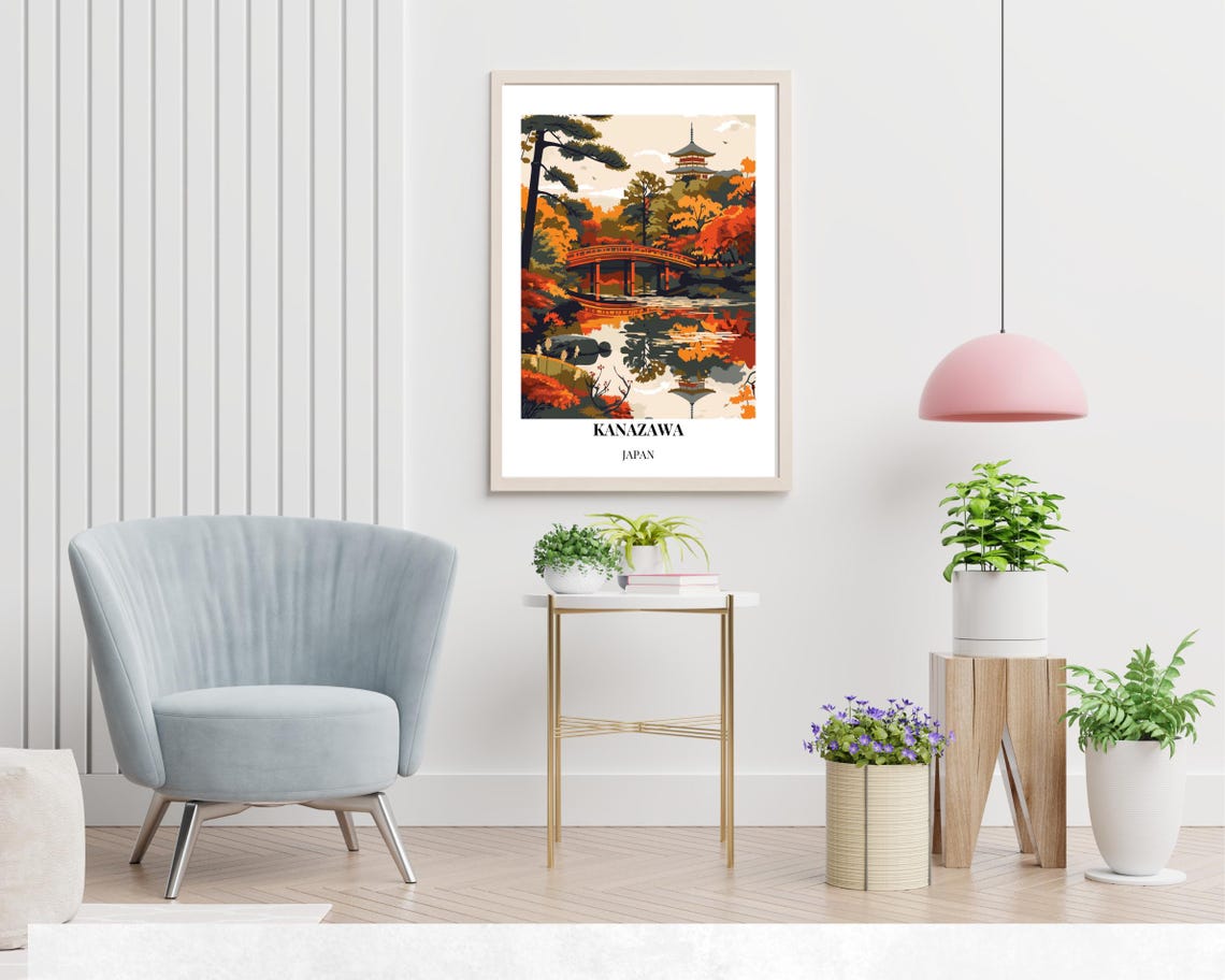 Kenrokuen Garden Travel Print Wall Art Kanazawa Japan City Print Kenrokuen Garden Travel Gift Kenrokuen Garden Poster - Image 2