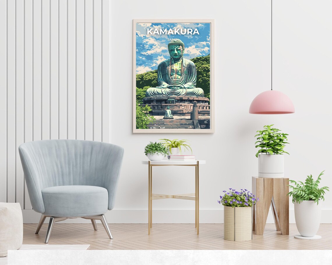 Great Buddha of Kamakura Japan Temple Bronze Statue Travel Poster - Image 2