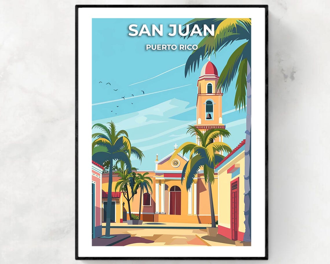 San Juan Bautista Cathedral Travel Print Wall Art San Juan Puerto Rico City Print San Juan Bautista Cathedral Travel Gift Travel Gift