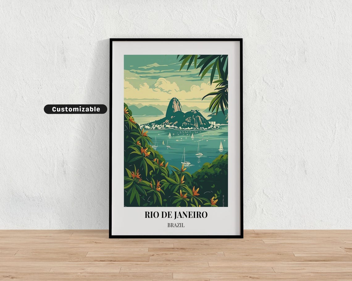 Rio De Janeiro Brazil Travel Poster Custom Wall Art