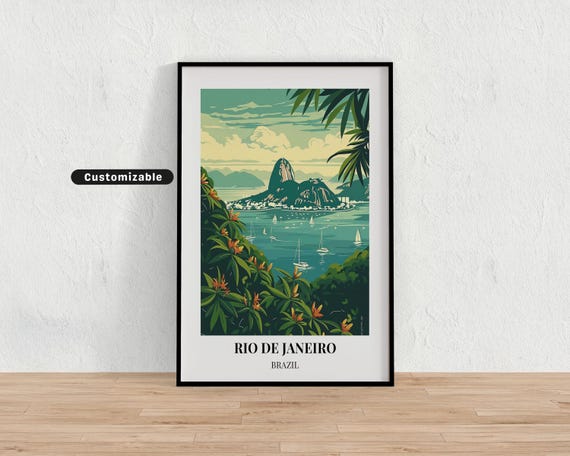 Rio De Janeiro Brazil Travel Poster Custom Wall Art
