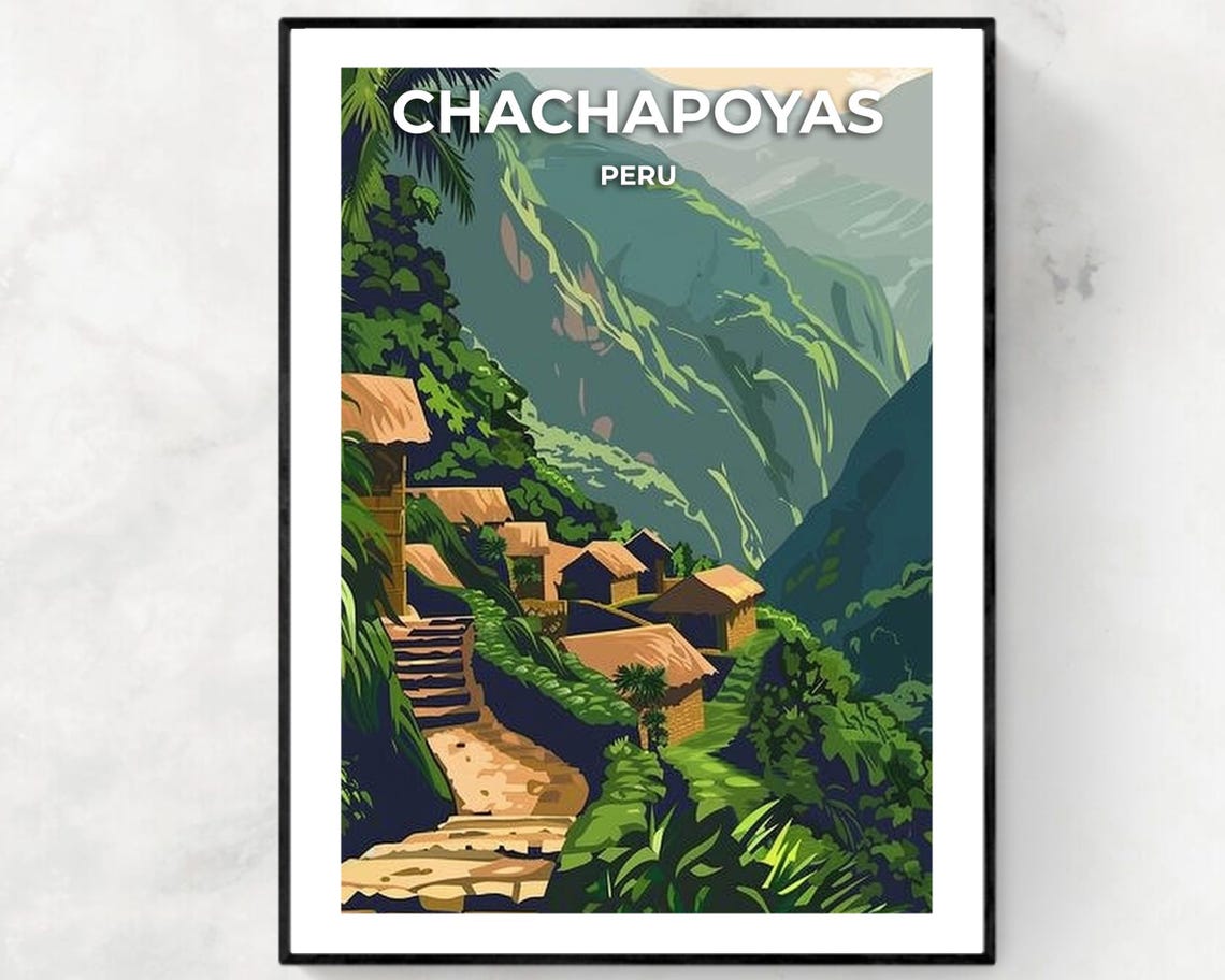 Chachapoyas Peru Green Mountain Village Valley Jungle Poster