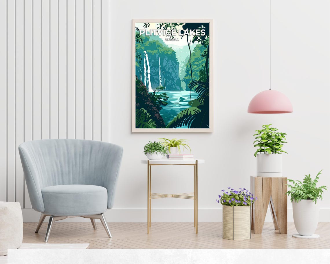 Plitvice Lakes Croatia Jungle Waterfalls Emerald Lake Poster - Image 2