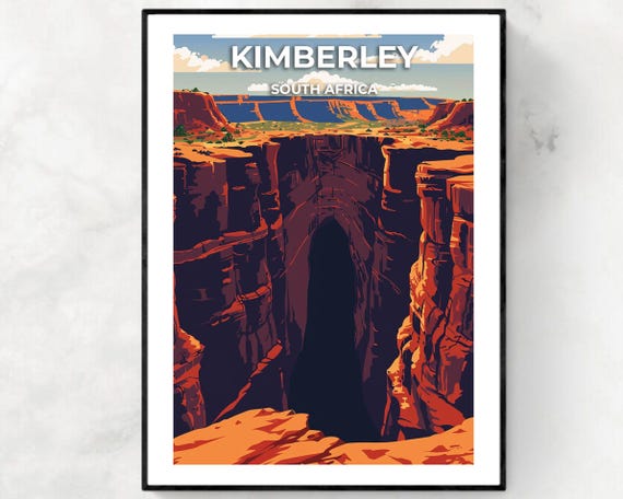 Big Hole And Kimberley Mine Museum Travel Print Wall Art Kimberley South Africa City Print Big Hole And Kimberley Mine Museum Poster