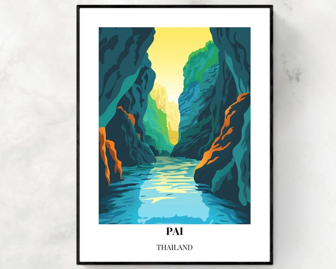 Pai Canyon Travel Print Wall Art Pai Thailand City Print Pai Canyon Travel Gift Pai Canyon Poster Travel Gift