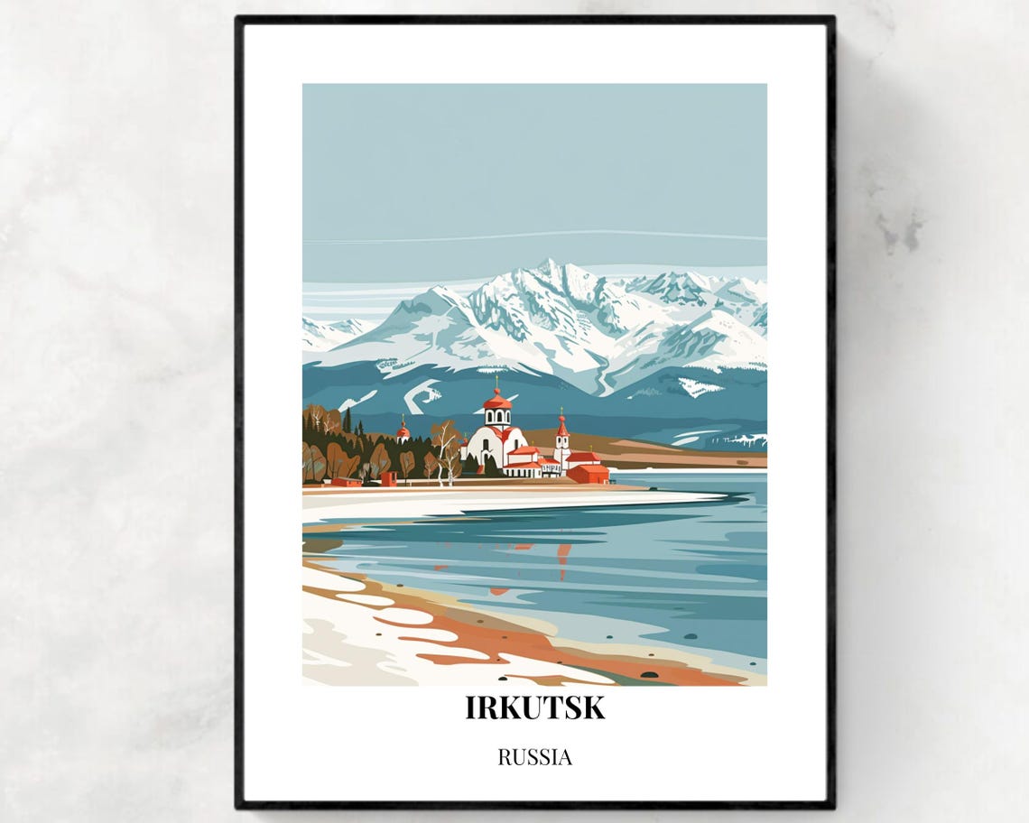 Lake Baikal Travel Print Wall Art Irkutsk Russia City Print Lake Baikal Travel Gift Lake Baikal Poster Travel Gift