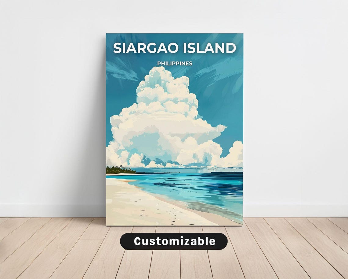 Siargao Island Philippines Towering Clouds Beach Travel Poster