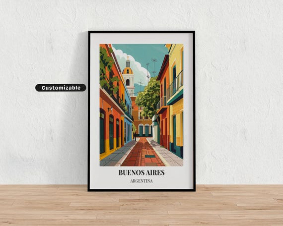 Buenos Aires Argentina Travel Poster Custom Wall Art