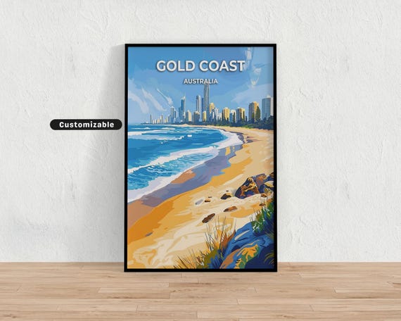 Gold Coast Australia Travel Poster Custom Wall Art
