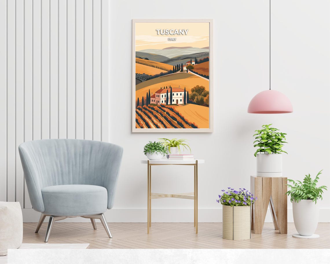 Tuscany Italy Rolling Hills Cypress Trees and Villa Travel Poster - Image 2