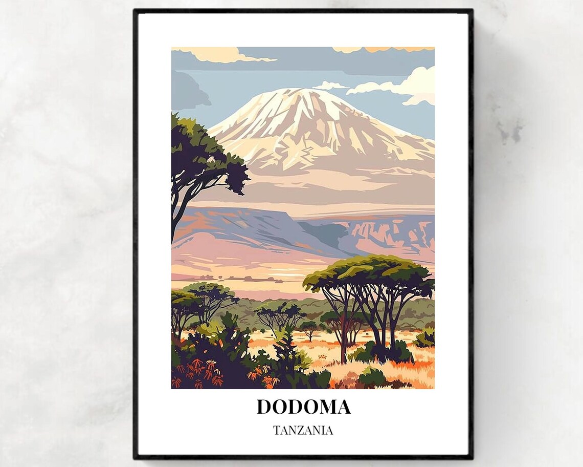 Dodoma Travel Print Wall Art Dodoma Tanzania City Print Dodoma Travel Gift Dodoma City Poster Travel Gift Wall Art
