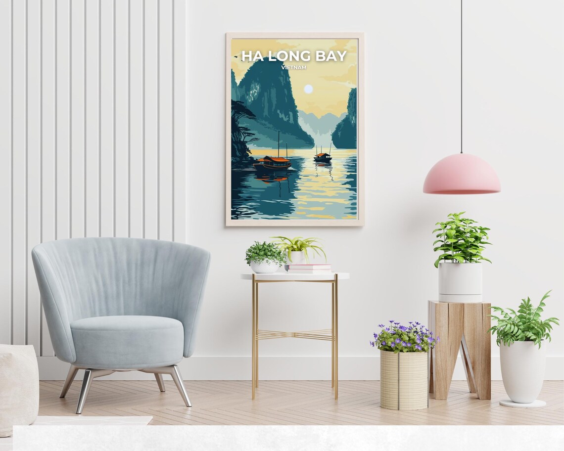 Ha Long Bay Vietnam Limestone Karsts And Traditional Boats Poster - Image 2