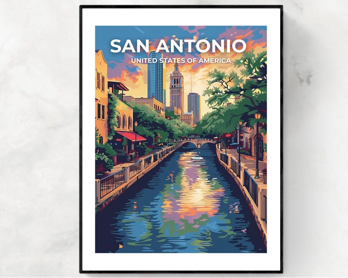 San Antonio Travel Print Wall Art San Antonio United States City Print San Antonio Travel Gift San Antonio City Poster Travel Gift