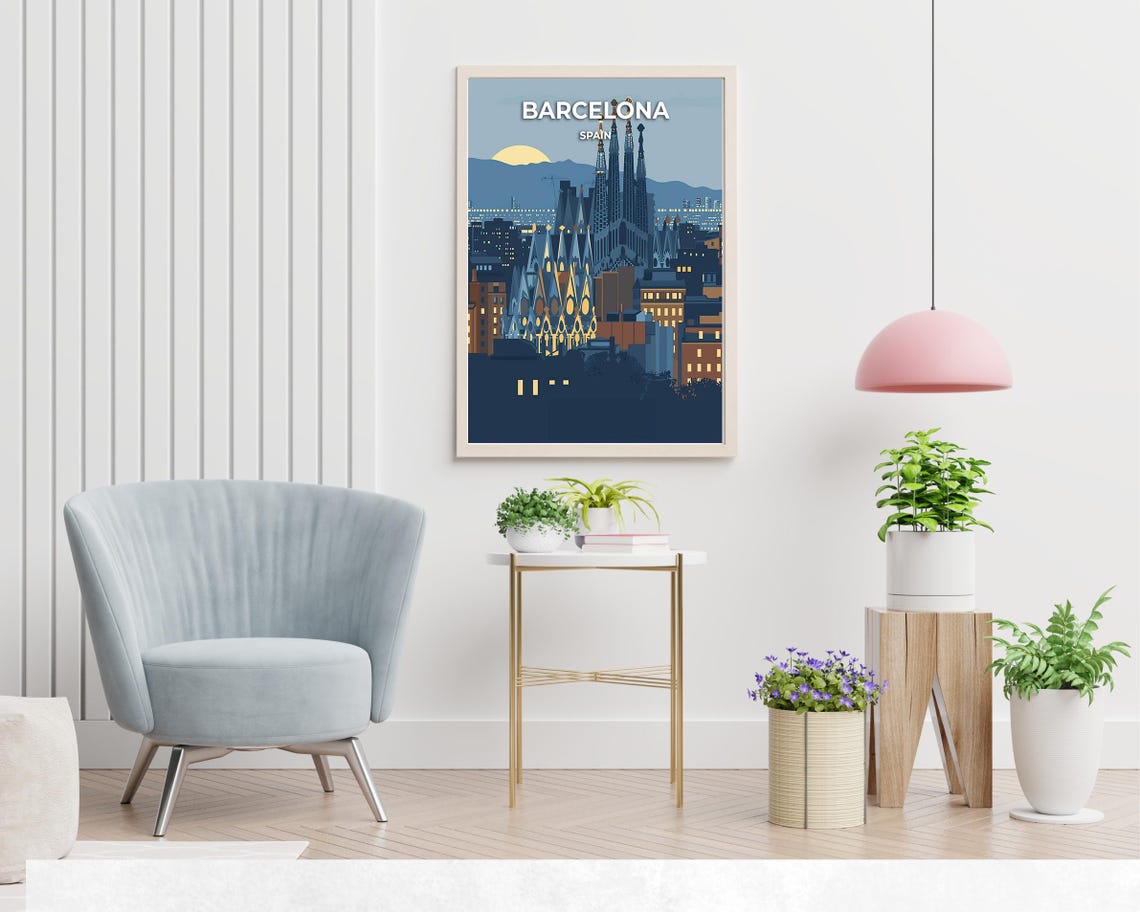 Barcelona Travel Print Wall Art Barcelona Spain City Print Barcelona Travel Gift Barcelona City Poster Travel Gift - Image 2