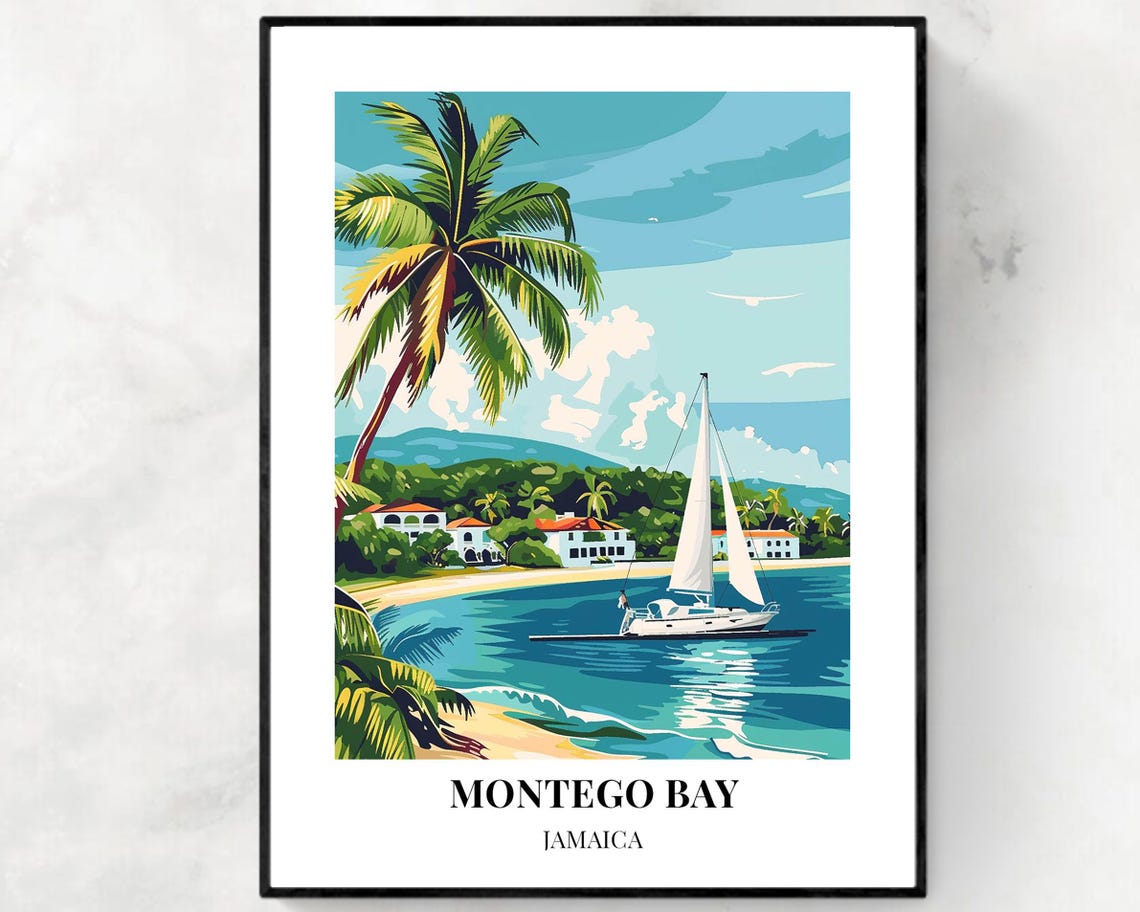 Montego Bay Jamaica Travel Print Wall Art Montego Bay Jamaica City Print Montego Bay Jamaica Travel Gift Montego Bay Jamaica Poster