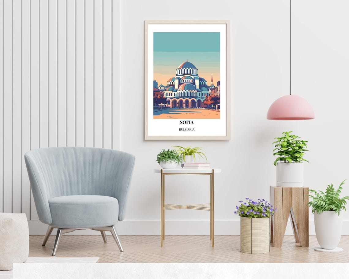 Sofia Bulgaria Alexander Nevsky Cathedral Sunset Vintage Travel Poster - Image 2