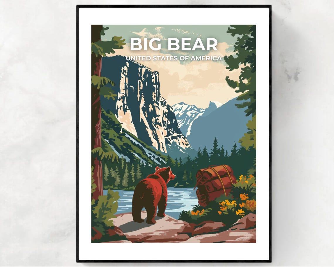 Big Bear California Travel Print Wall Art Big Bear California City Print Big Bear California Travel Gift Big Bear California Poster