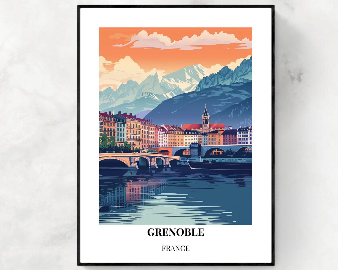 Grenoble France Travel Print Wall Art Grenoble France City Print Grenoble France Travel Gift Grenoble France Poster Travel Gift