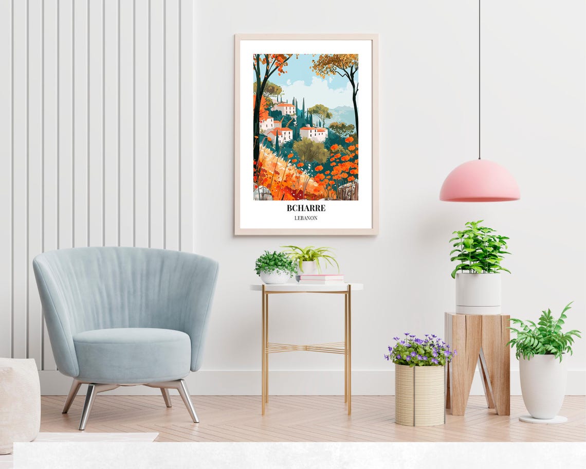 Bcharre Lebanon Hillside Village Blooming Red Poppies Poster - Image 2