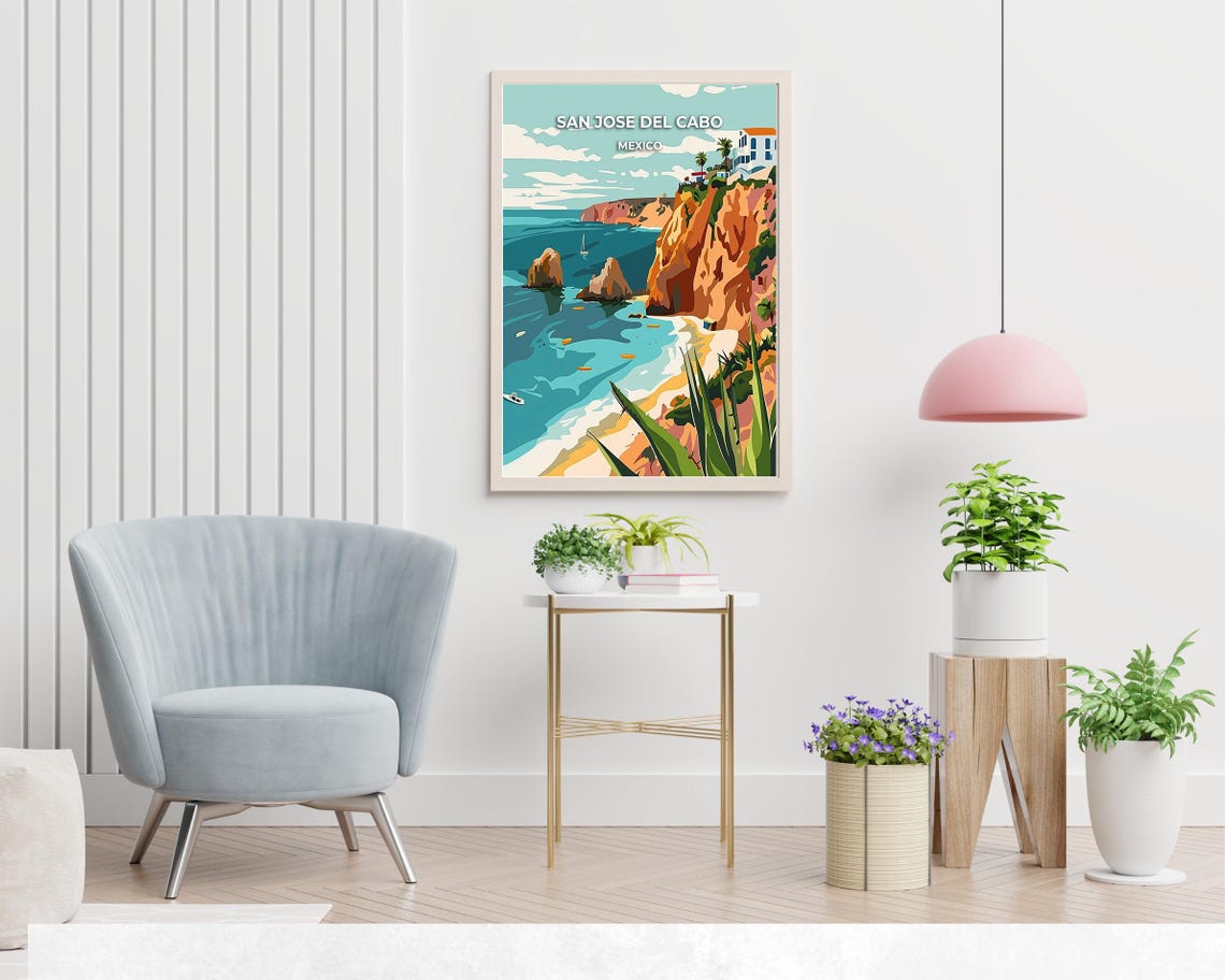 San Jose del Cabo Mexico Dramatic Rocky Cliffs Kayak Cove Poster - Image 2