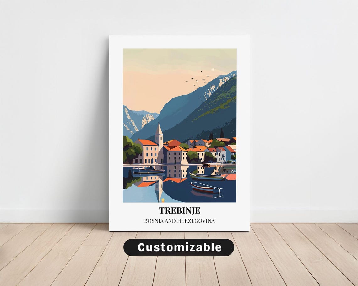 Trebinje Bosnia And Herzegovina Riverside Town Travel Poster