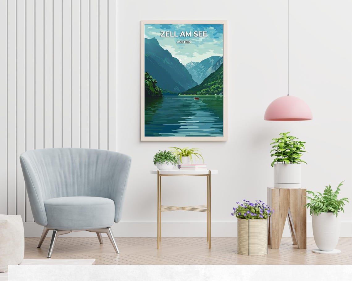 Lake Zell Travel Print Wall Art Zell Am See Austria City Print Lake Zell Travel Gift Lake Zell Poster Travel Gift - Image 2