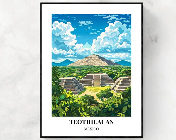 Teotihuacan Mexico Pyramid of the Moon Daytime View Travel Poster