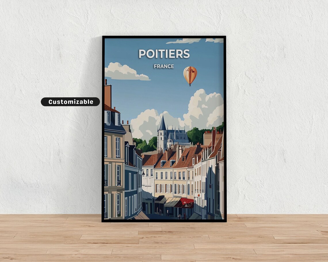 Poitiers France Custom Travel Poster, Wall Art Print