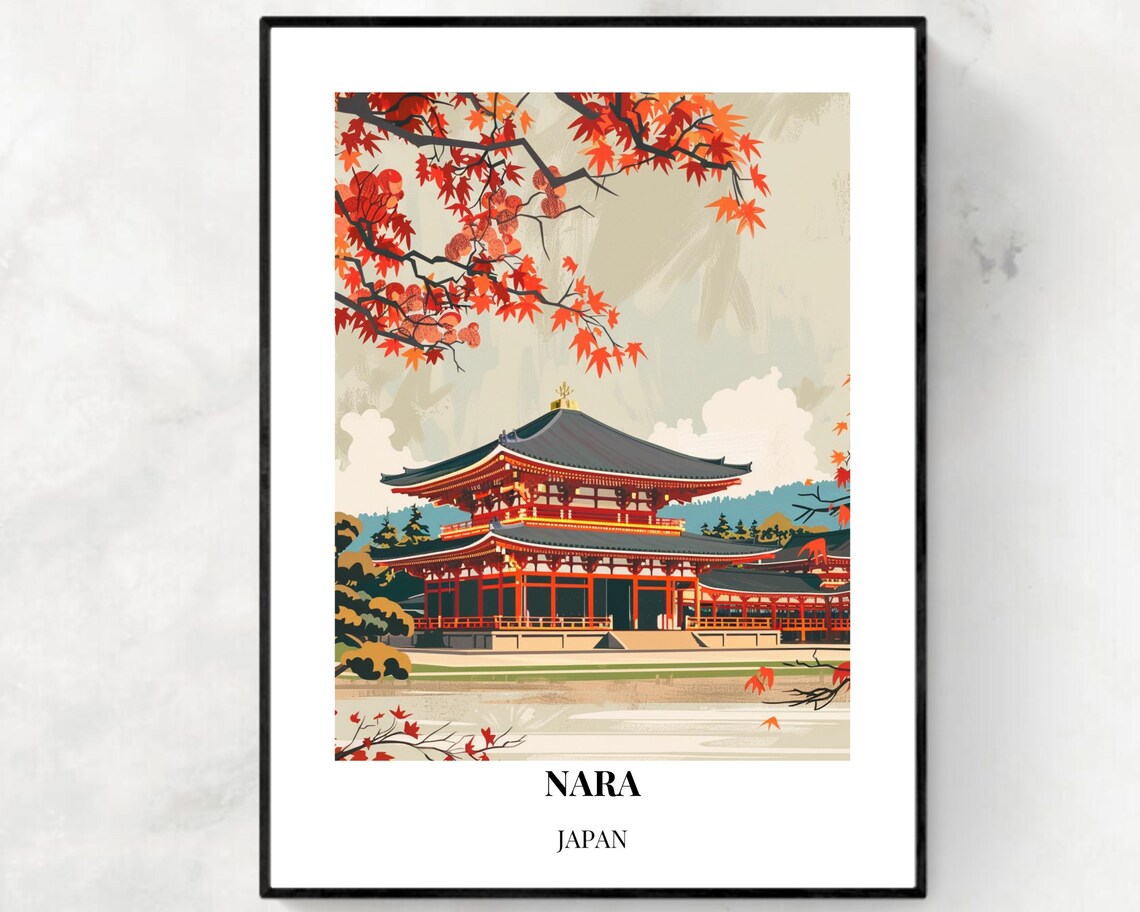 Todai Ji Temple Travel Print Wall Art Nara Japan City Print Todai Ji Temple Travel Gift Todai Ji Temple Poster