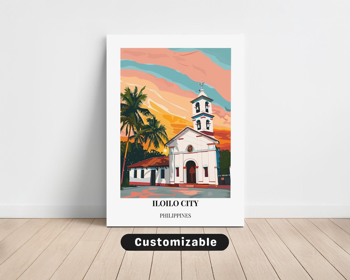 Iloilo City Philippines Travel Poster, Custom Wall Art