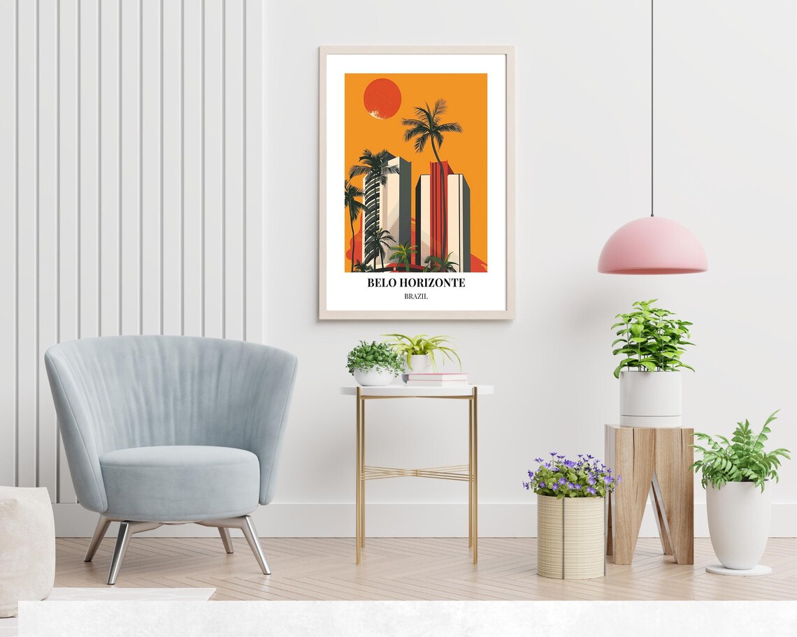 Belo Horizonte Brazil Modernist Towers Poster Under a Blazing Sun - Image 2