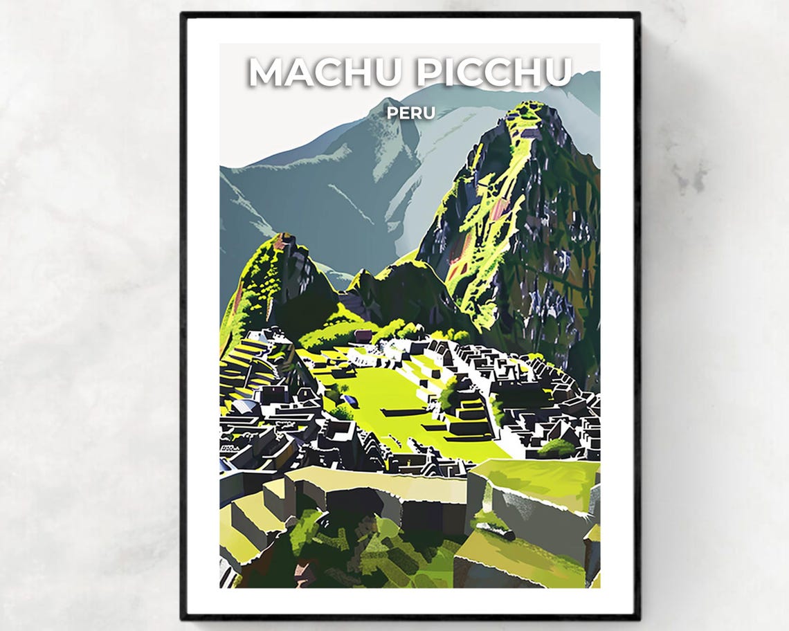 Machu Picchu Peru Ancient Inca Ruins High Mountain Travel Poster