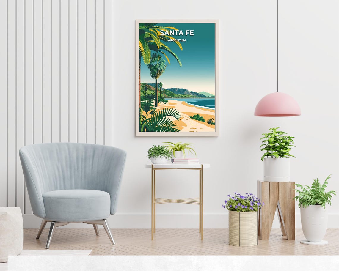 Santa Fe Argentina Palm Beach Tropical Shoreline Travel Poster - Image 2
