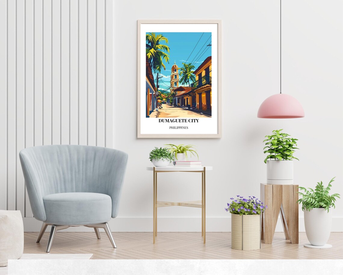 Dumaguete City Philippines Colonial Street Sunset Travel Poster - Image 2