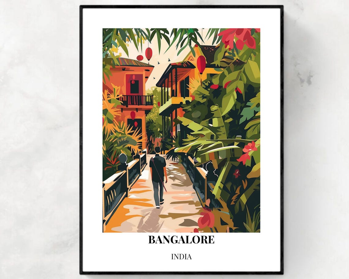 Bangalore India Garden Lane Lanterns Tropical Walkway Poster