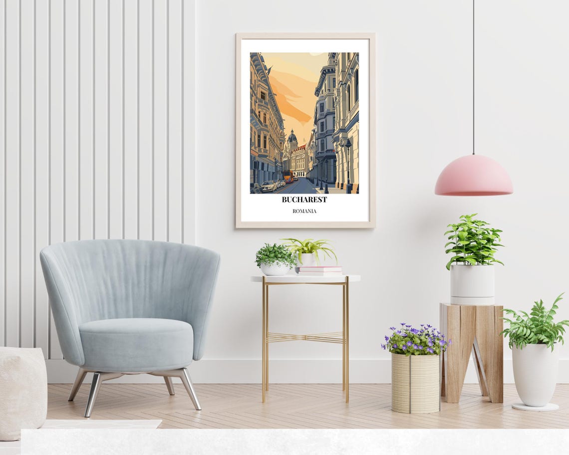 Bucharest Romania Historic Boulevard Grand Buildings Travel Poster - Image 2