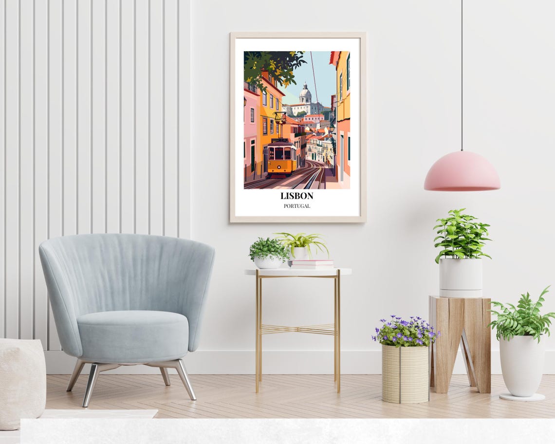 Lisbon Travel Print Wall Art Lisbon Portugal City Print Lisbon Travel Gift Lisbon City Poster Travel Gift Wall Art - Image 2