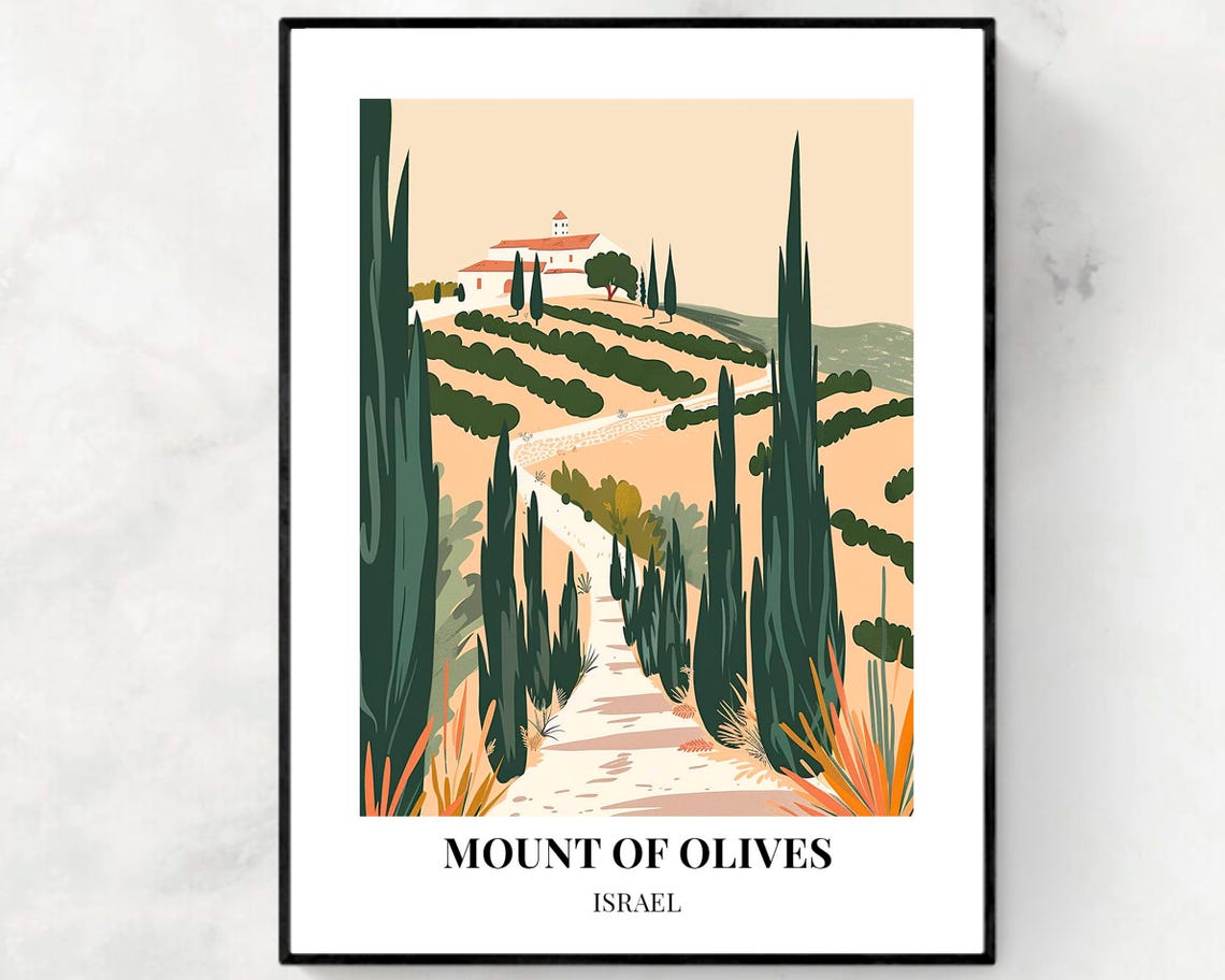 Mount Of Olives Israel Hilltop Church Olive Grove Path Poster