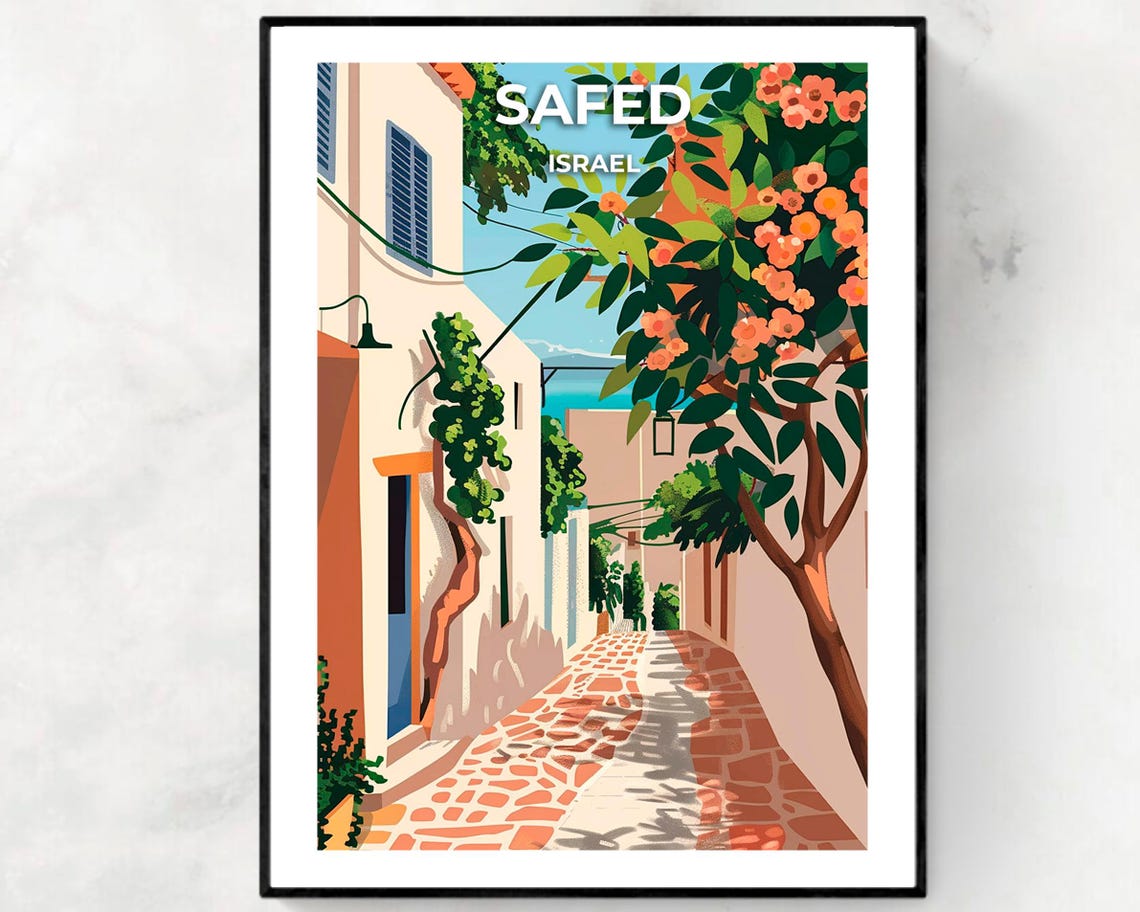 Artists Quarter Travel Print Wall Art Safed Israel City Print Artists Quarter Travel Gift Artists Quarter Poster
