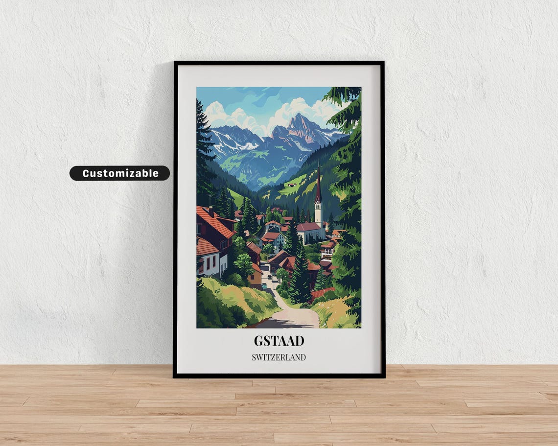 Gstaad Switzerland Summer Green Alpine Village Valley Poster