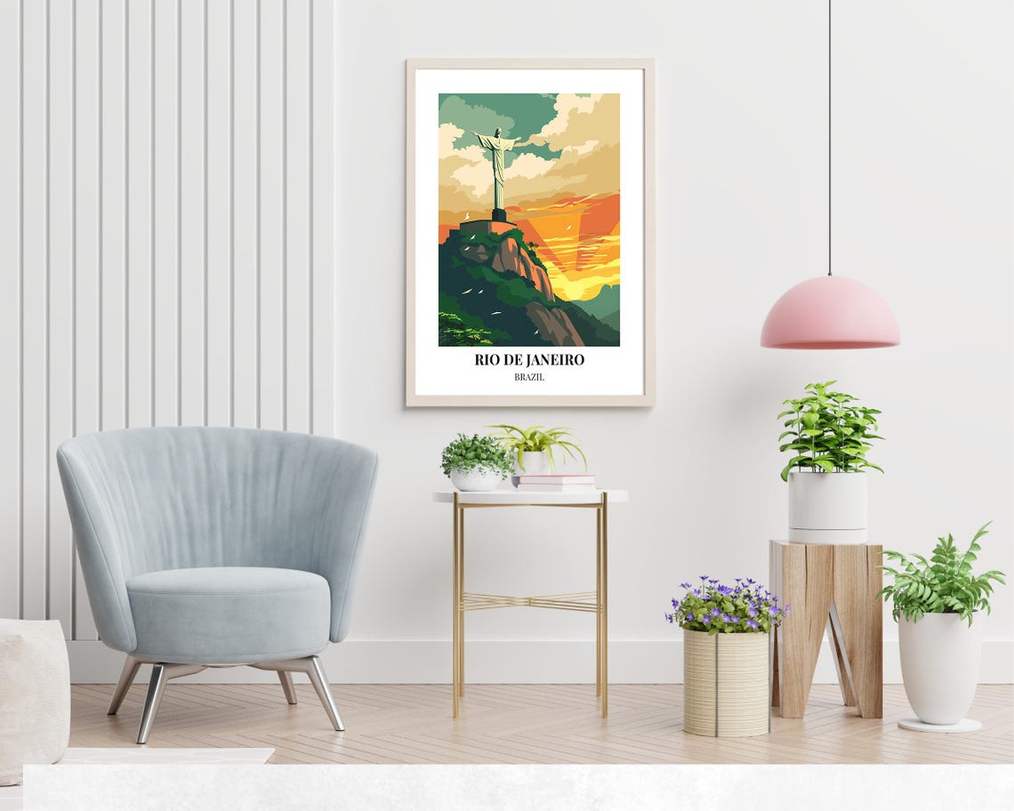 Rio de Janeiro Brazil Christ the Redeemer Above Clouds Travel Poster - Image 2