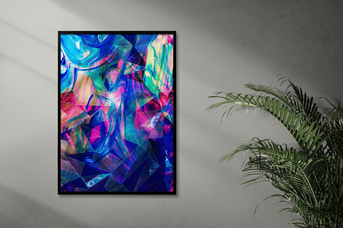 Abstract Geometric Collage Pop Art, Purple Triangles - Image 2