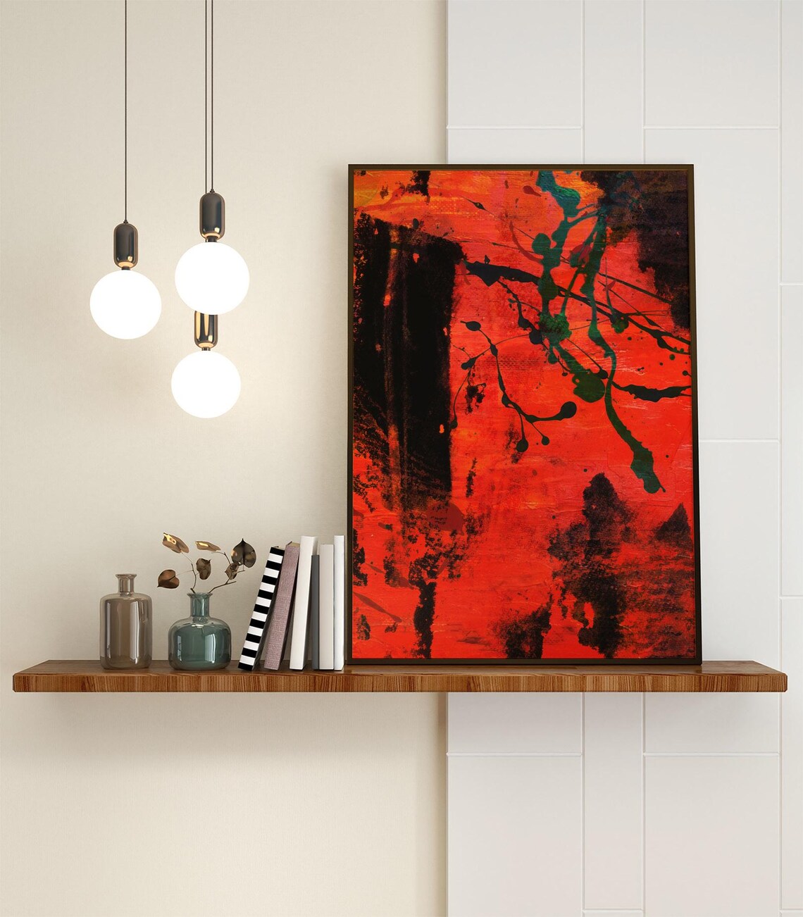 Rainfall Abstract Nature Painting, Acrylic Brushstrokes - Image 3