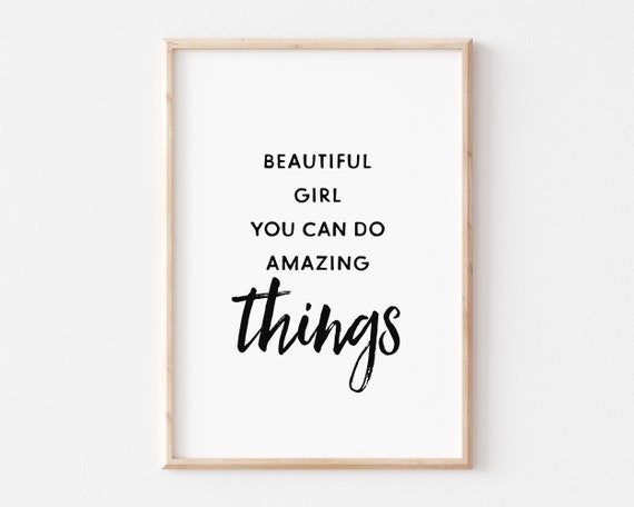 Beautiful Girl Quote Print, Teen Girl Bedroom Decor