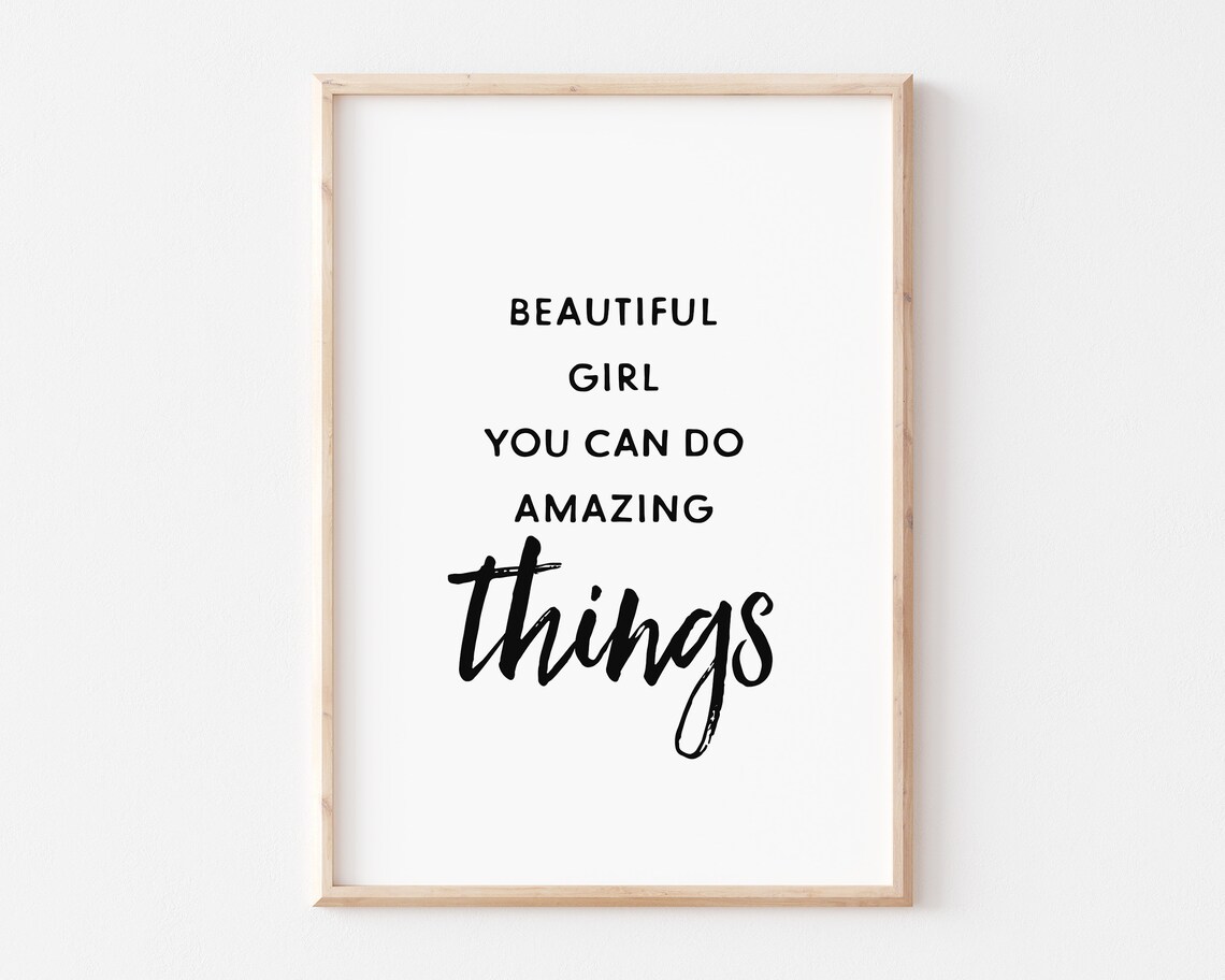 Beautiful Girl Quote Print, Teen Girl Bedroom Decor